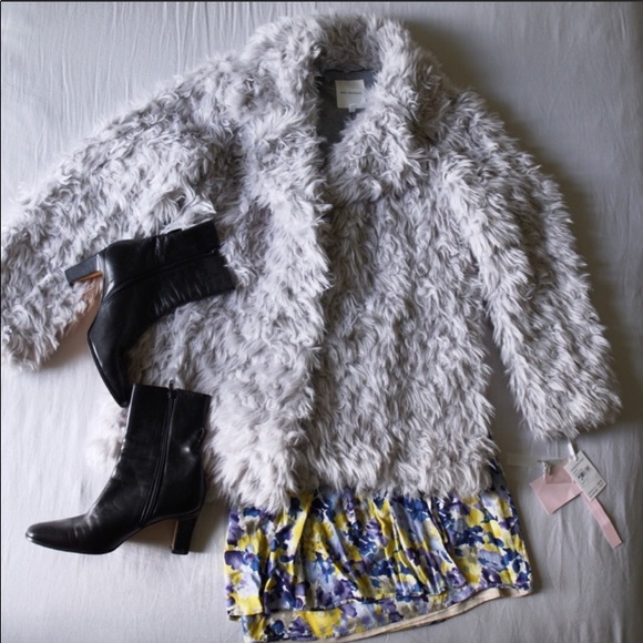 AVEC LES FILLES Notch Collar Curly Faux Fur Jacket size Extra Large - Picture 3 of 8